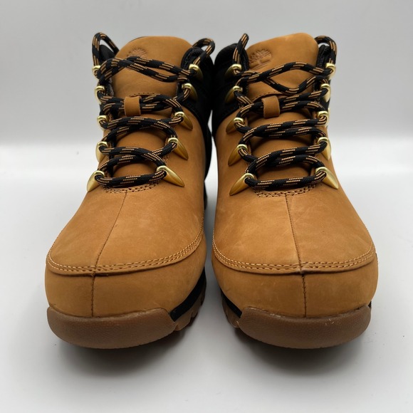 Timberland Euro Hiker Boots Mens 7 Wheat Black Leather Gold Hardware Mid Top - Picture 8 of 12